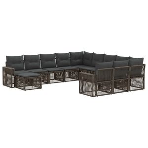 vidaXL Tuinbankenset 12 pcs Grijs en Donkergrijs poly rattan