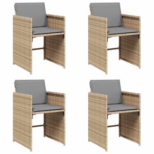 vidaXL Tuinstoelen 4 st met kussens poly rattan gemengd beige