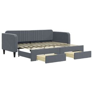vidaXL Slaapbank onderschuifbed en lades 90x200 cm fluweel donkergrijs