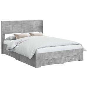 vidaXL Bedframe met opbergruimte en hoofdbord Betongrijs 120 x 200 cm