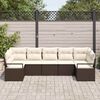 vidaXL Bankstel met kussen 7 pcs Bruin poly rattan