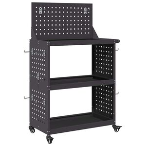 vidaXL Gereedschapswagen Zwart 65 x 35 x 111 cm Koudgewalst staal