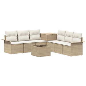 vidaXL Bankstel 8 st Beige en Cr&egrave;me Wit Poly Rattan en Staal