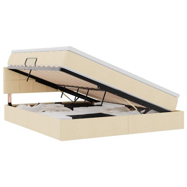 vidaXL Opbergbed met matras met matras Cr&egrave;me 160 x 200 cm Bewerkt hout