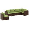 vidaXL 6-delige Loungeset met kussens poly rattan bruin