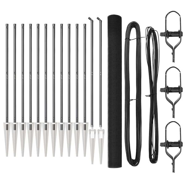 vidaXL Afrasteringspaal Grijs 25 x 1,6 m (16 x 16 mm gaas)