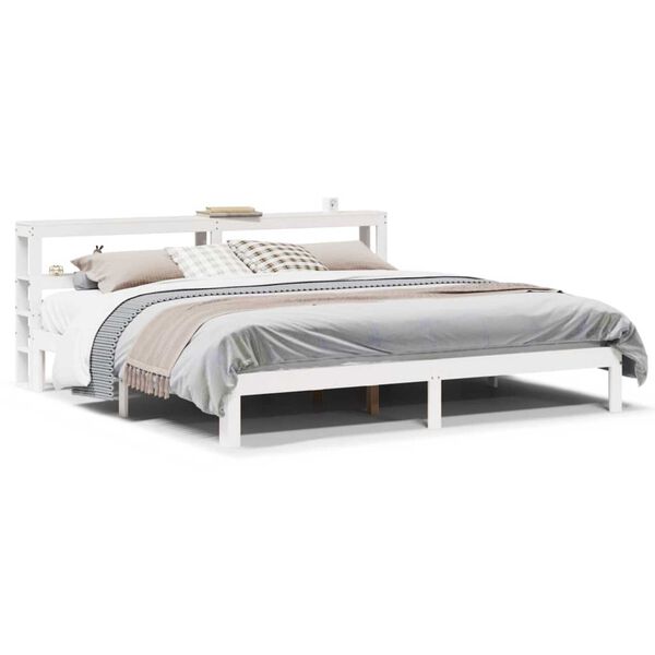 vidaXL Bedframe met hoofdeinde zonder matras 180x200 cm wit