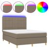 vidaXL Boxspring met matras en LED stof taupe 140x190 cm