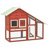 vidaXL Konijnenhok 140x63x120 cm massief vurenhout rood en wit