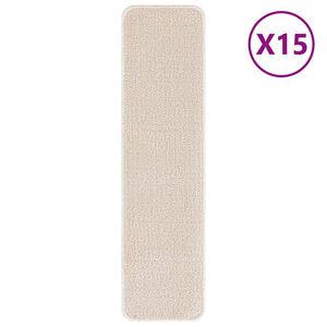 vidaXL Antislip Trapmatten Rechthoekig 15 pcs Cr&egrave;me 75 x 20 cm PP