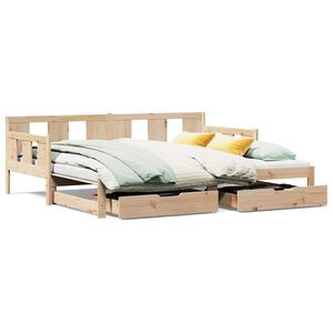 vidaXL Slaapbank met onderschuifbed en lades zonder matras 80x200 cm