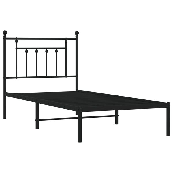 vidaXL Bedframe met hoofdbord metaal zwart 90x190 cm