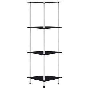vidaXL Kastje 4-laags 30x30x100 cm gehard glas zwart
