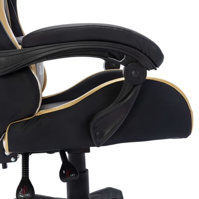 vidaXL Racestoel met RGB LED-verlichting kunstleer goudkleurig en zwart