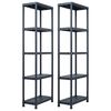 vidaXL Opbergrekken 2 st 125 kg 60x30x180 cm kunststof zwart