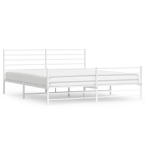 vidaXL Bedframe met hoofd- en voeteneinde metaal wit 200x200 cm