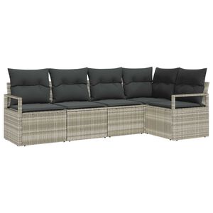 vidaXL Tuin Sofa Set met kussen met opslag 5 pcs Lichtgrijs