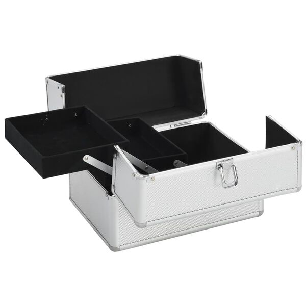 vidaXL Make-up koffer 22x30x21 cm aluminium zilverkleurig