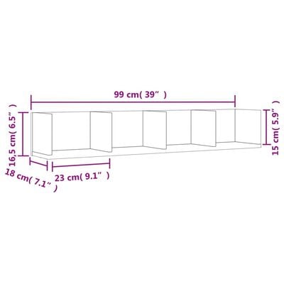 vidaXL Wandkasten 2 st 99x18x16,5 cm bewerkt hout bruin eikenkleur