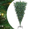 vidaXL Ondersteboven kunst Kerstboom met ballenset Groen 210 cm PVC