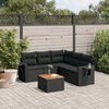 vidaXL 6-delige Loungeset met kussens poly rattan zwart