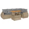 vidaXL 6-delige Loungeset met kussens poly rattan beige