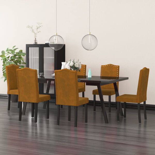 vidaXL Eetkamerstoelen 6 st fluweel bruin