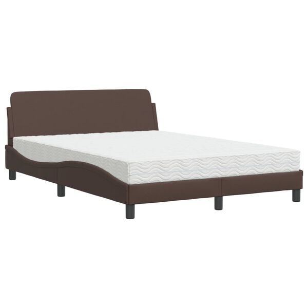 vidaXL Bed met matras "Dover" kunstleer bruin 140x190 cm