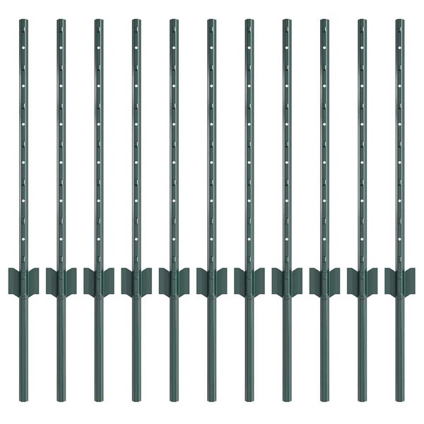vidaXL Afrasteringspaal 11 pcs Groen 100 cm Staal