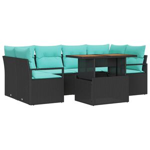 vidaXL Tuin Sofa Set 7 st 6-zits Zwart