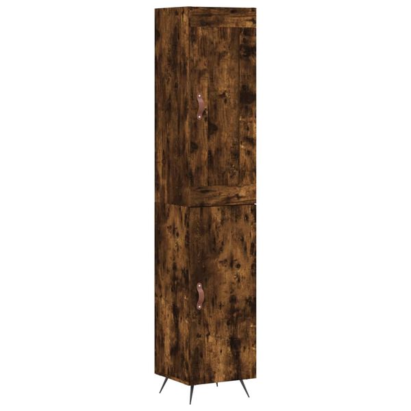 vidaXL Hoge kast 34,5x34x180 cm bewerkt hout gerookt eikenkleurig