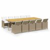 vidaXL 11-delige Tuinset met kussens poly rattan beige