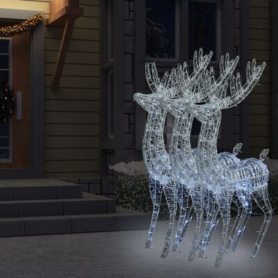 vidaXL Kerstdecoratie rendier XXL 3 st 250 LED's warmwit 180 cm acryl