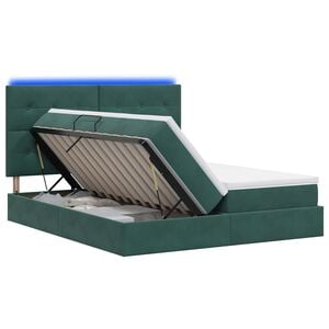 vidaXL LED Opslagbed met Matras Donkergroen 180 x 200 cm Fluweel