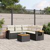 vidaXL 6-delige Loungeset met kussens poly rattan zwart