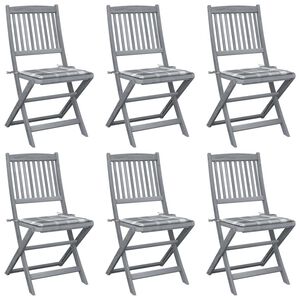 vidaXL Opklapbare stoelen (6 stuks) met kussens, gemaakt van massief acaciahout