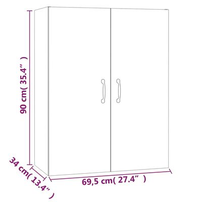 vidaXL Hangkast 69,5x34x90 cm bewerkt hout zwart