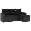 vidaXL 4-delige Loungeset met kussens poly rattan zwart