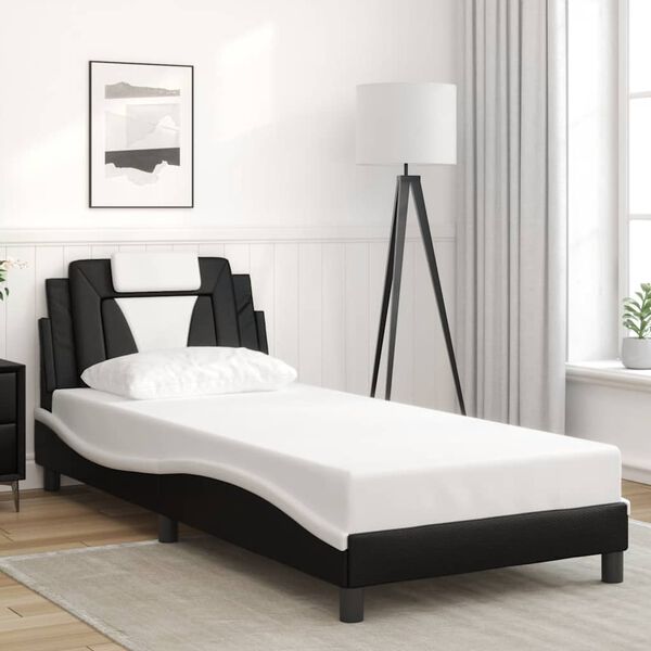 vidaXL Bedframe "Viana" zonder matras kunstleer zwart en wit 90x200 cm