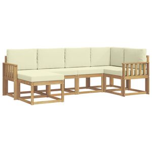 vidaXL Buiten bankenset 6 st Wit en cr&egrave;mekleurig Polyester
