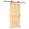 vidaXL Schuifdeur Naturel en Zwart 95 x 210 cm Massief Grenenhout