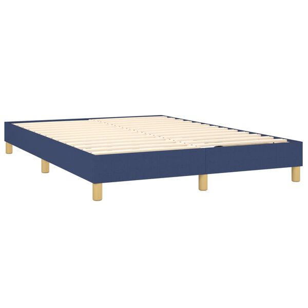 vidaXL Boxspring met matras stof blauw 140x200 cm