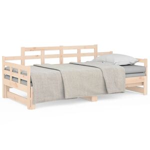 vidaXL Slaapbank uitschuifbaar massief grenenhout 2x(80x200) cm