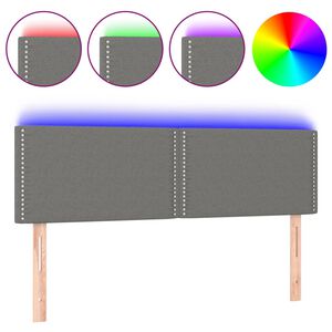 vidaXL Hoofdbord LED 144x5x78/88 cm stof donkergrijs