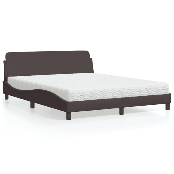 vidaXL Bed met matras "Dover" stof donkerbruin 160x200 cm