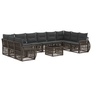 vidaXL Tuinbankenset 11 pcs Grijs en Donkergrijs poly rattan