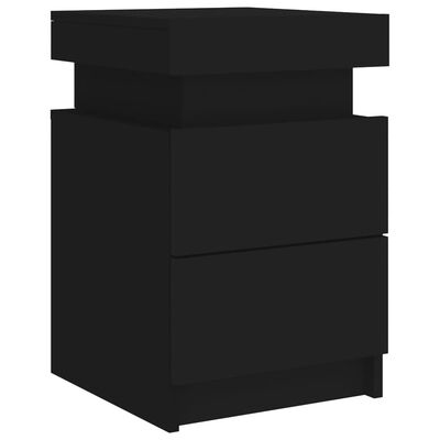 vidaXL Nachtkastje met LED-verlichting 35x39x55 cm zwart