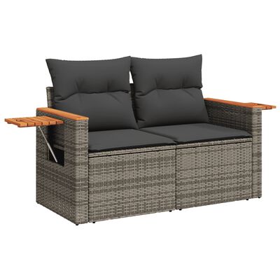 vidaXL 5-delige Loungeset met kussens poly rattan grijs