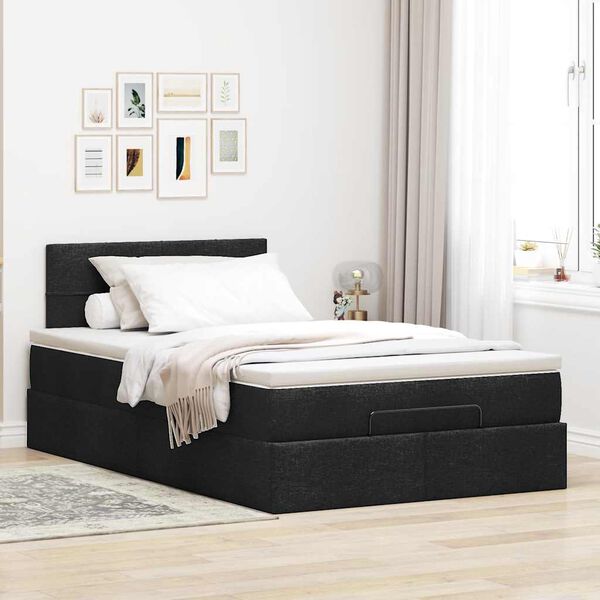 vidaXL Bed met matras 120x200 cm stof zwart