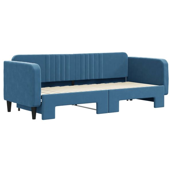 vidaXL Slaapbank met onderschuifbed 80x200 cm fluweel blauw